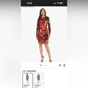 London Times Black and Red Long Sleeve Dress